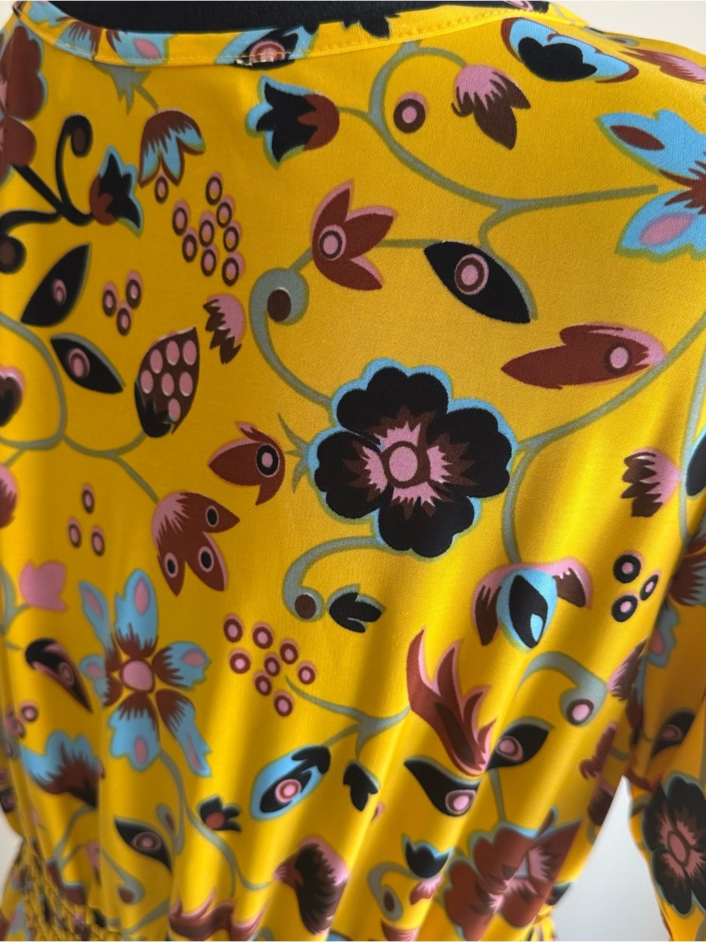 Lepagee Yellow Floral Wrap with high low Maxi length - Vivid Summer Print Sz L - Picture 4 of 8